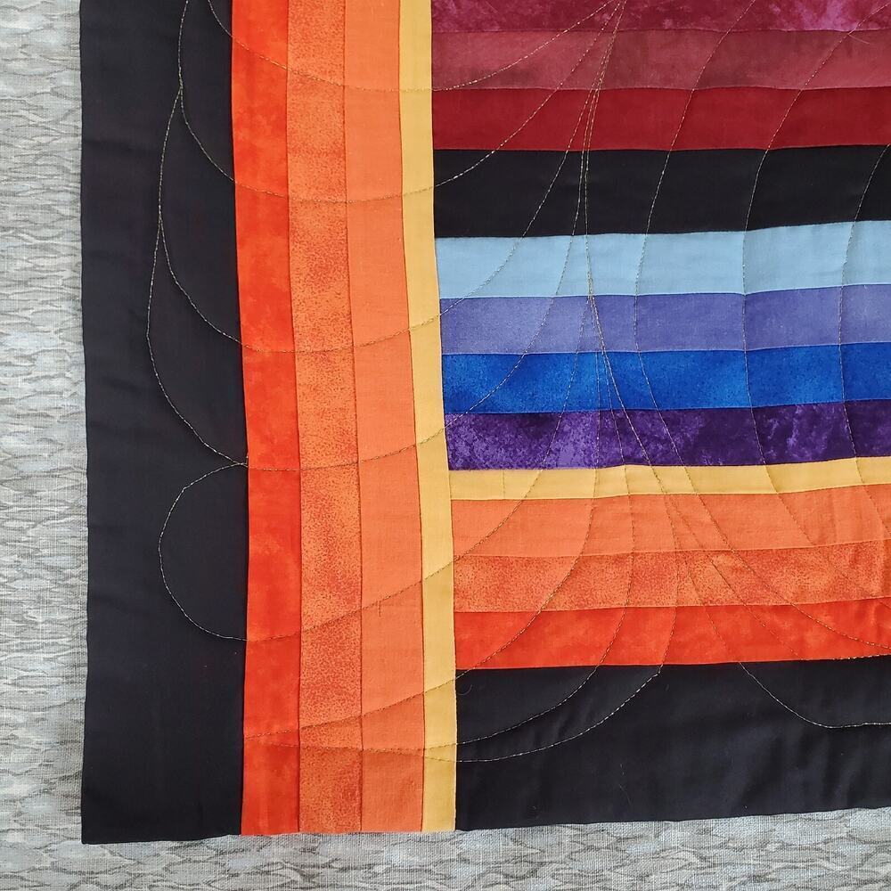 Colorful 53" x 54" Quilted Art Wall Hanging signed by Artist - Fiesta - Picture 3 of 12